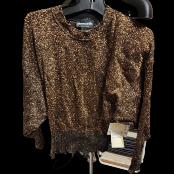 Pierre Cardin 80s Dolman sleeve metallic sweater‎ L NWT - Picture 2 of 13